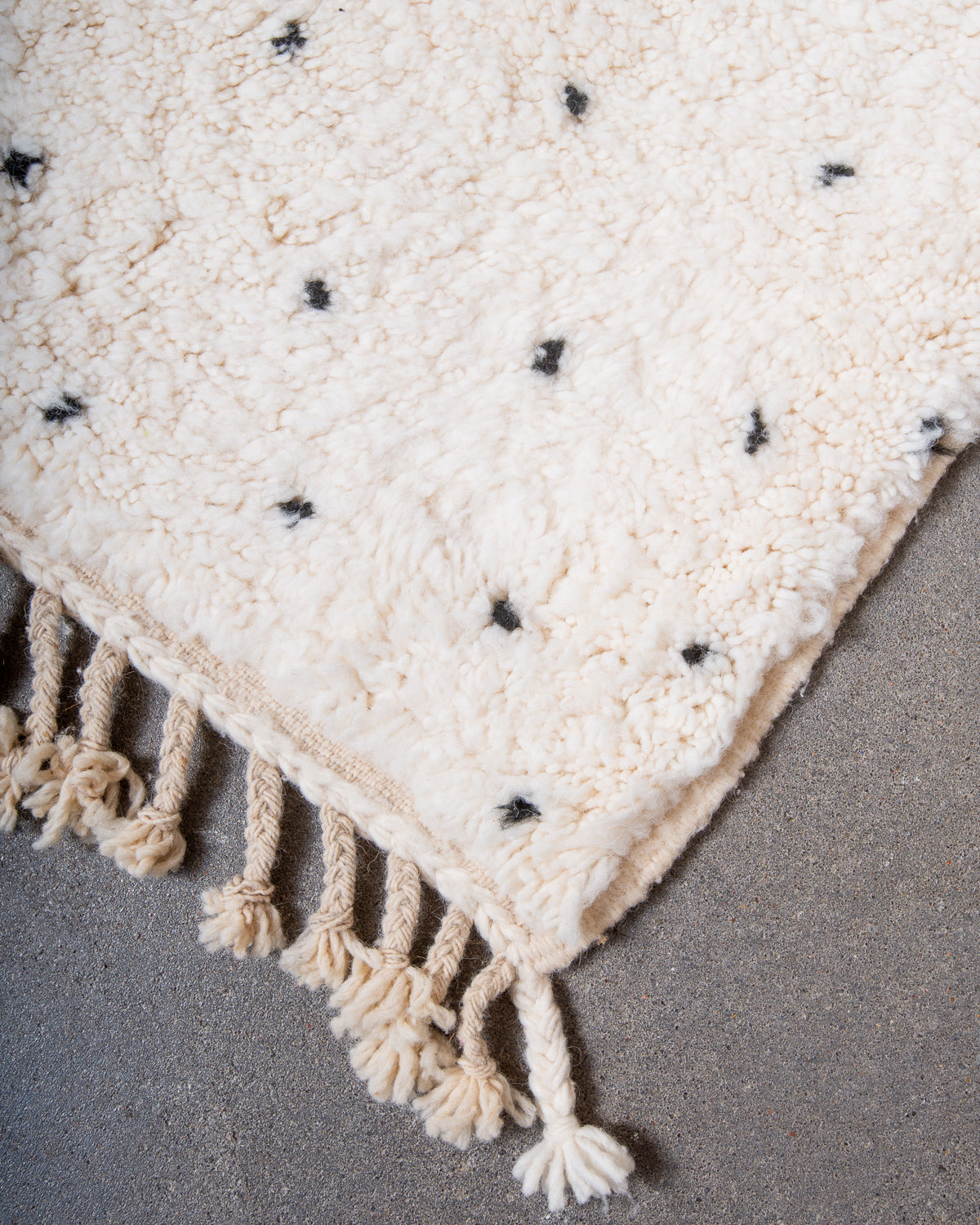 Modern, designer, handcrafted Berber rug from Morocco. Beniourain carpet with beautiful colours and patterns and fluffy wool texture.